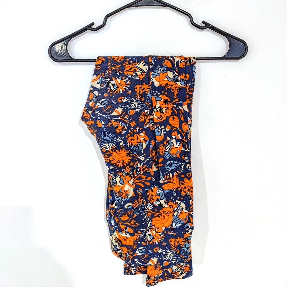 Blue and Orange Floral Lularoe Tall & Curvy Leggings